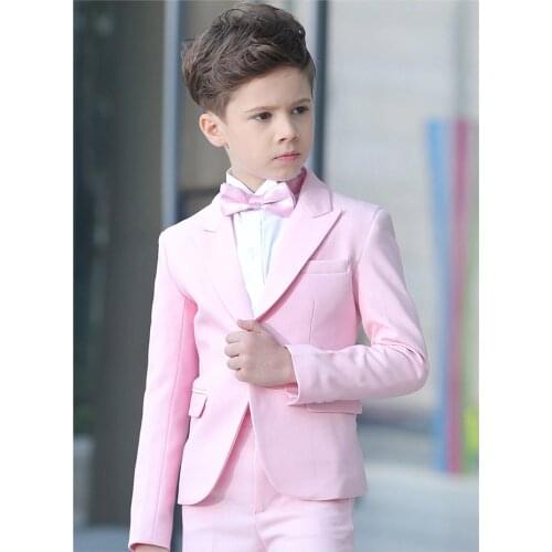 2021 slim fit Pink Kid Suit Children Wedding Suits Custom Made Blazer Boys suits Groom Tuxedo 2 Pieces(Jacket+Pants)