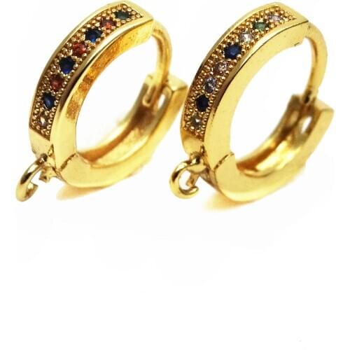 DIY earrings with brass micro zircon connected pendant earhook jewelry to make womens handmade earring jewelry accessories