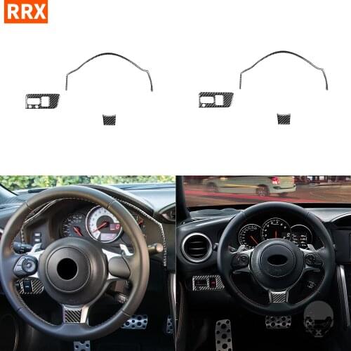 For Toyota 86 Subaru BRZ 2017-2019 Black Carbon Fiber Sticker Steering Wheel Headlight Switch Set Interiors Car Accessories