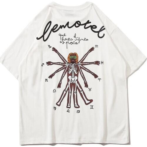 2021 Men Summer T-shirt Hip Hop Mens Oversize Fashion T-shirts High Street Skull Print Loose Short Sleeve Tshirt For Man Tees