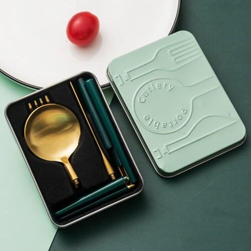 Pocket Portable Spoon Set Tableware Stainless Steel Dinnerware Cutlery Cake Dessert Steak Splittable Dinner Set Kitchen Tools