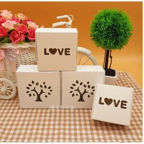 Brown/White Cardboard Box Window For Wedding Gift Handmade Soap Packaging Kraft Paper Boxes 7.5*7.5*3cm
