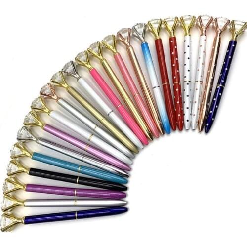 Creative Crystal Glass Kawaii Ballpoint Pen Big Gem Ball Pen With Large Diamond School Office Supplies LX1265