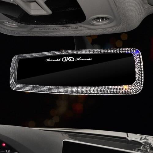 Creative Rhinestone Car Rearview Mirror Decoration Charm Crystal Auto Interior Rear Mirror Ornaments Car Accessories for Women