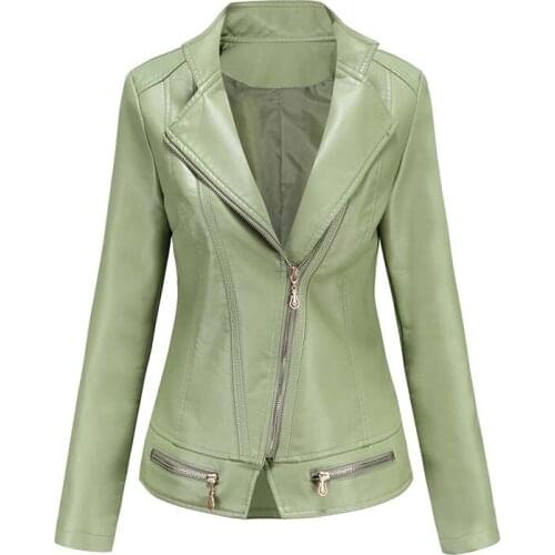 2021 Autumn Winter Women Faux Leather Jacket Biker Black Coat Turn Down Collar Pu Motorcycle Jackets Loose Streetwear Outerwear