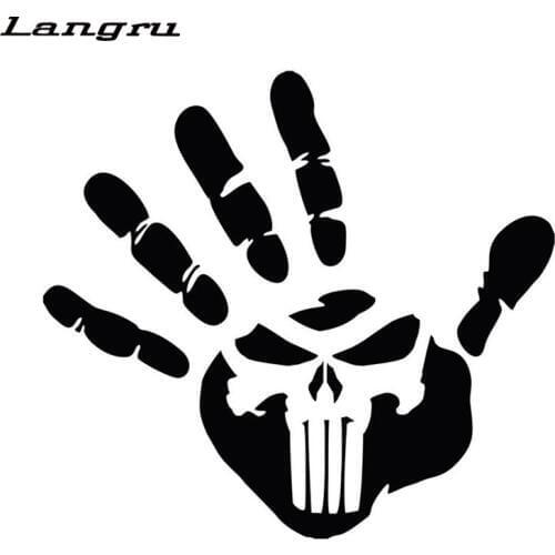 Langru Hot Sale Personalized Custom Handprint Punishment Skull Car Stickers Interesting Car Styling Vinyl Decals Jdm