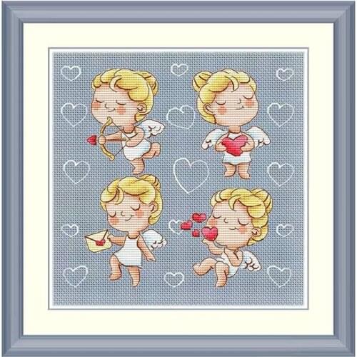 Stich Cross Stitch Kits Craft Love Little Angel 28-28 Counted cross stitch Needlework Embroidery Cross-Stitching