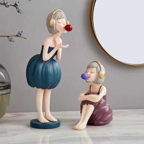 Nordic Home Decoration Bubble Girl Furnishings Fruit Plate Resin Character Model Bedroom Decor Accessories Living Room Gifts
