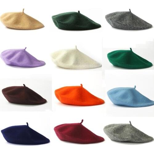 Solid Color Berets Winter Plain Beret Takes A Vintage Female Girls Artist Beret Woman Flat Cap Wool Beanie Hat Cap Head Wear New