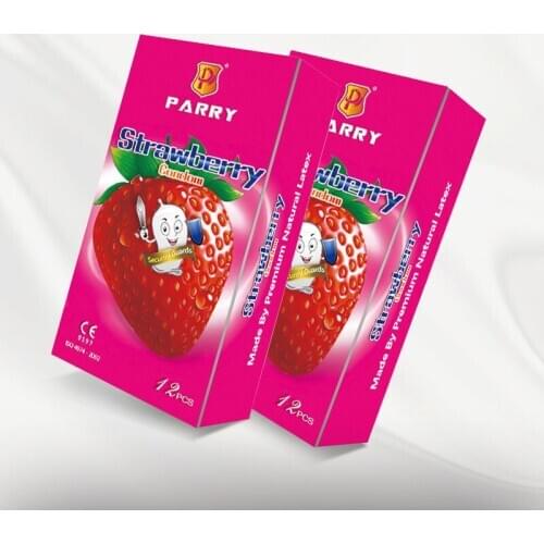 PARRY CONDOMS 24PCS Condom Super Lubricating Belt Strawberry Fruit Fragrance Skin-Friendly Condom Male Large Amount Of Oil