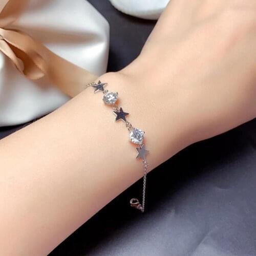 Five star style moissanite bracelet Round gem shiny better than diamond real 925 silver GRA certificate gifrl birthday gift