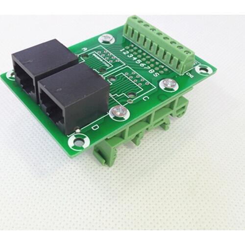 RJ45 8P8C Right Angle Jack2-Way Buss Breakout Board,Terminal Block, Connector