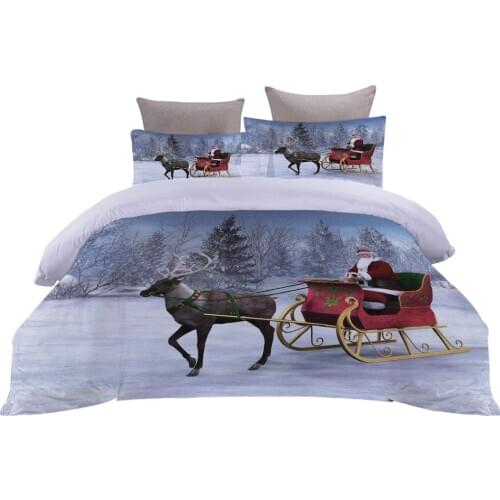 Christmas Joy Santa Claus Happy Gift 3D Duvet Quilt Cover Sets Happy Gift Bed Quilt Cover and Pillowcases 3 Pics Bedding Set New