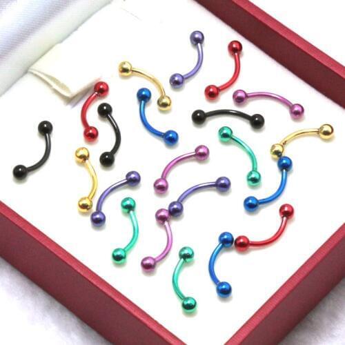 Ball eyebrow ring curved body piercing jewelry fashion stainless steel jewelry 3mm ball muliticolor choice