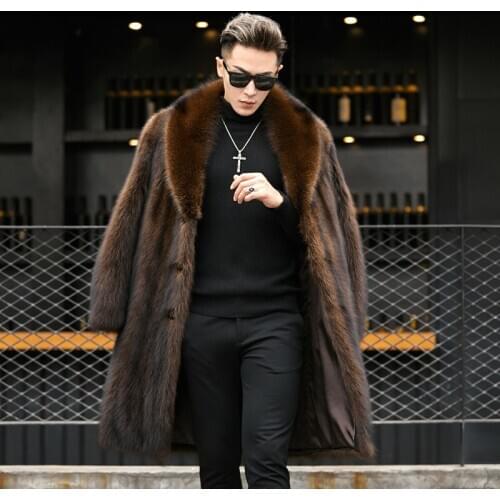 New American mink coat mens imitation fishing mink mens whole mink leisure business fur long mink fur mens