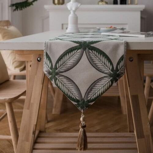 6 Styles Retro Nordic Table Runner with Tassel Dining Table Cabinet Jacquard Design Tablecloth Cover Towel