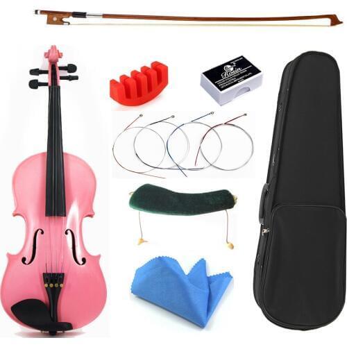 TONGLING Brand Student Beginner Pink Violin High Grade Solid Wood 4/4 Violino Fiddle Full Set Accessories