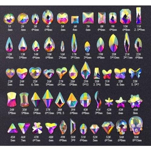 Top Quality flat back shaped rhinestones! 100pcs mix shapes nail art crystal without glue Non hotfix strass