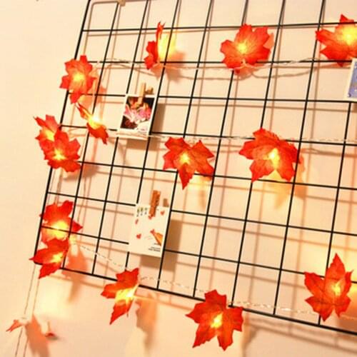 Thanksgiving Day Led Simulation Maple Leaf String Lights Decorative Lights 6 Meters 40 Lights Single Leaf Battery Encendiendo