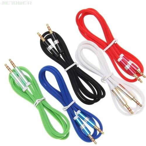 Stripe pure color Audio Aux Cable Jack 3.5 mm Male to Male For iPhone Car Headphone Speaker Wire Line wholesale 50pcs/lot