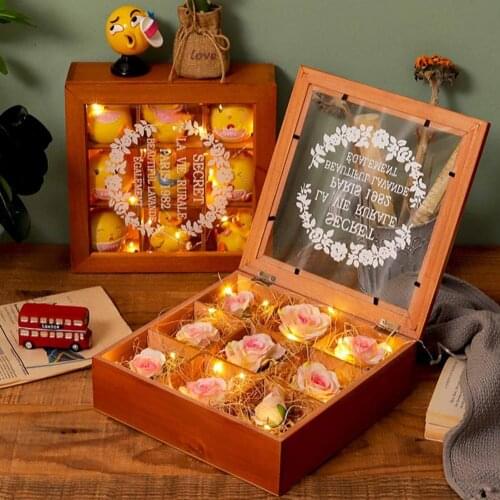 Stash Box Multi-grids Large Capacity Wood Storage Chest Treasure Case for Home