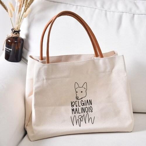 Women Lady Dog Bag Canvas Tote Bag Handbag Belgian Malinois Mom Bag Beach Bag No Boyfriend No Problem Shopping Bag Dropshipping