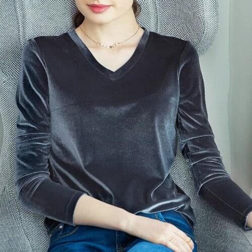 Women Autumn and Winter Women office velour blouse blusas Elegant streetwear blouse tops plus size velvet shirts 5XL 6XL 7XL