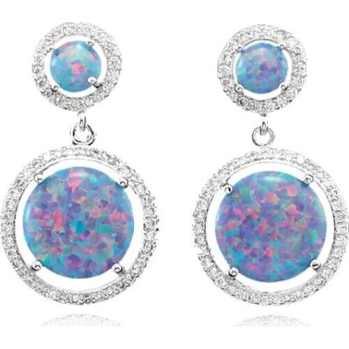 Awesome Fire Opal CZ Silver Plated Stud Earrings for women OE239