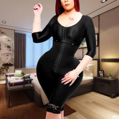 "Fajas Colombianas Reductora Girdle Small Waist Trainer Bodysuit Women Lace With Bracelet And Sleeve | Guitar Curves"