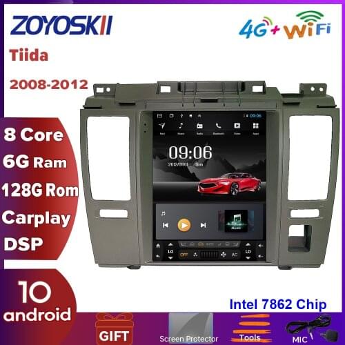 ZOYOSKII Android 10 10.4 inch Vertical Screen Tesla style Car GPS Radio Navigation Multimedia Player for Nissan Tiida 2008-2012