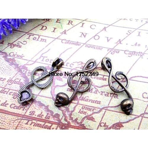 10pcs On Sale Fashion Retro Antique Bronze Skull Music Charms Pendant
