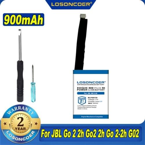 100% Original LOSONCOER MLP284154 900mAh Battery For JBL Go 2 2h Go2 2h Go 2-2h G02 1ICP3/41/54
