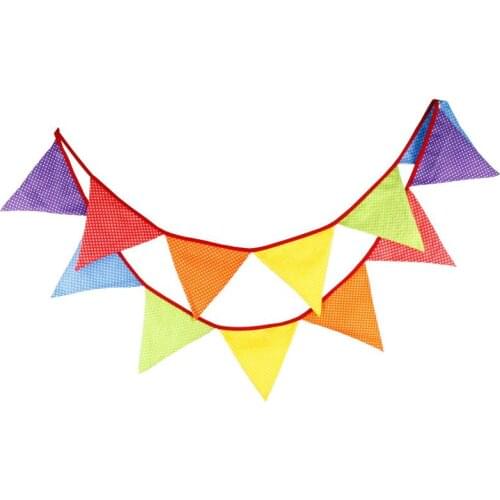 3.2 Meters New Home Party Banners Multicolor Dot Cotton Fabric Printed Pennant Birthday Banners Outdoor Wedding Decoration