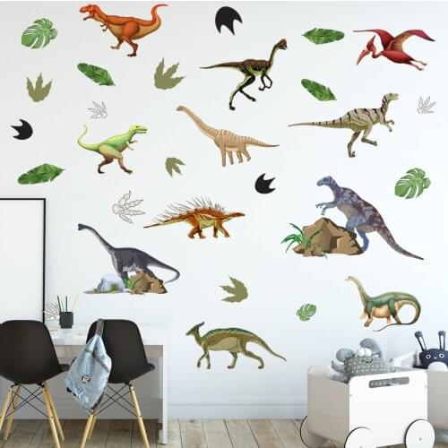 3Style Dinosaur Wall Sticker Boy Bedroom Kids Room Decor Aesthetic DIY Self-adhesive Nursery Wall Decoration Cartoon Wallsticker
