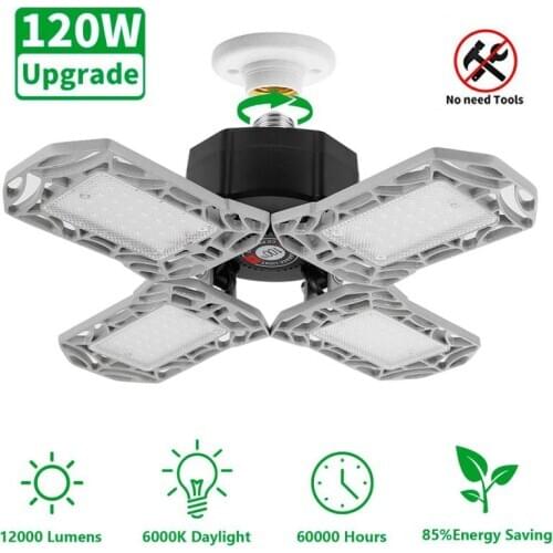 36-96 LED Deformation Folding Lamp Garage Shop Work Light 6000K E27 Home Ceiling Fixture Deformable Lamps