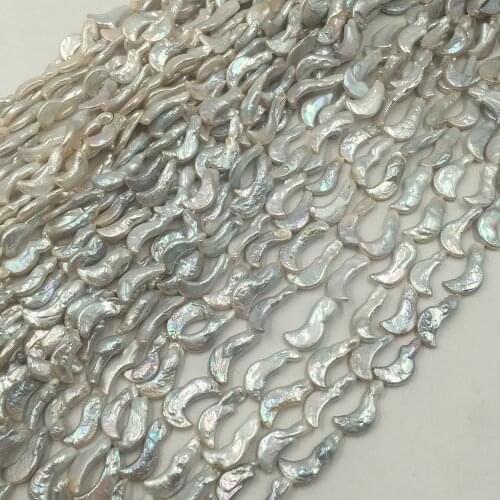 38 cm MOON baroque pearl beads, bead L: 16-23 mm 100% nature freshwater loose pearl with moon baroque shape
