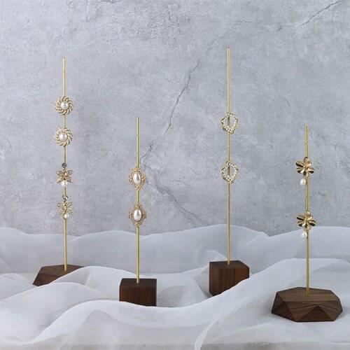 4Pcs Simple Walnut and Beech Wood Earring Display Stand Princess Jewelry Display Stand Earring Shoot Props