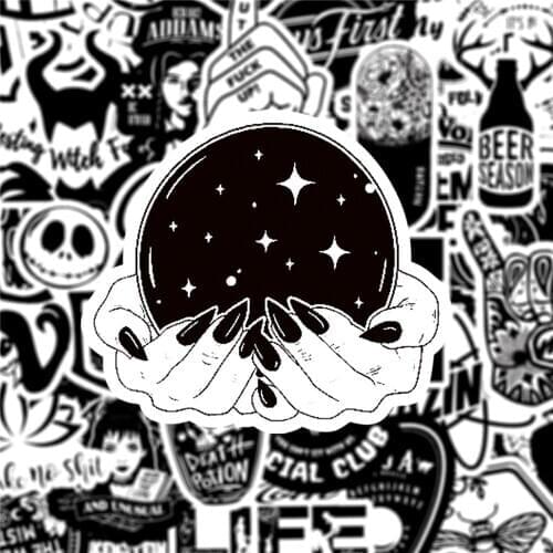 50Pcs Black White Gothic Style Stickers Waterproof Decal For DIY Laptop Skateboard Phone Car Graffiti Sticker Patches for Kids