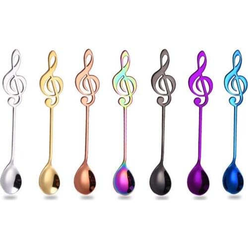 7 Pcs Muzieknoot Koffie Lepels Rvs Thee Roeren Lepels Set Suiker Ijs Mok Dessert Lepel Drinken Servies