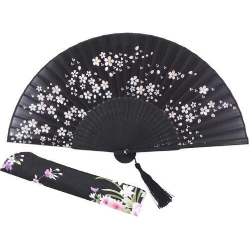 ABFY-Charming Elegant Modern Woman Handmade Bamboo Silk 8.27 inch(21cm) Folding Pocket Purse Hand Fan, Collapsible Transparent