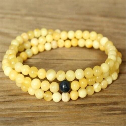 6MM Topaz Gemstone Mala Bracelet 108 Beads Necklace Yoga Reiki Unisex Pray Bless Wrist Energy