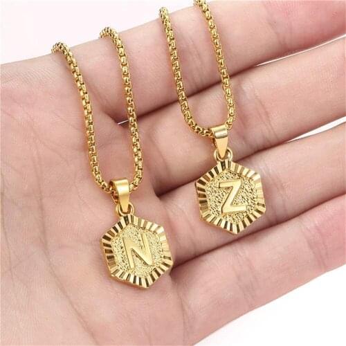 Long Chain Necklace Women Men Fashion Jewelry Accessories 26 Capital Letters Neck Jewelry Female Party Gifts Pendant Necklace