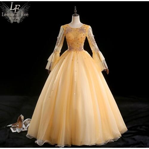 Golden long sleeve rococo ball gown long dress vintage medieval dress Renaissance princess Victoria dress