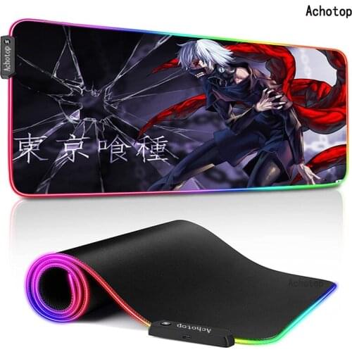 800x300 RGB Tokyo Ghoul Gaming Mouse Pad Large Rubber LED Mouse Mat Computer Gaming Locking Edge MousePad Keyboard Desk Mice Pad