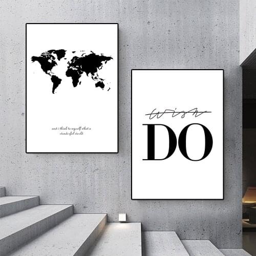 Nordic World Map Canvas Painting Wall Art Poster And Print Wall Pictures For Living Room Decorative Picture Plakat Home Decor
