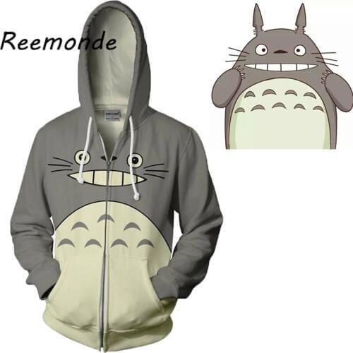 Japanese Anime Tonari no Totoro Costume Hoodie Sweatshirt Men Boys Cartoon Totoro Jacket Clothing Clothes Unisex Zipper Coat Top