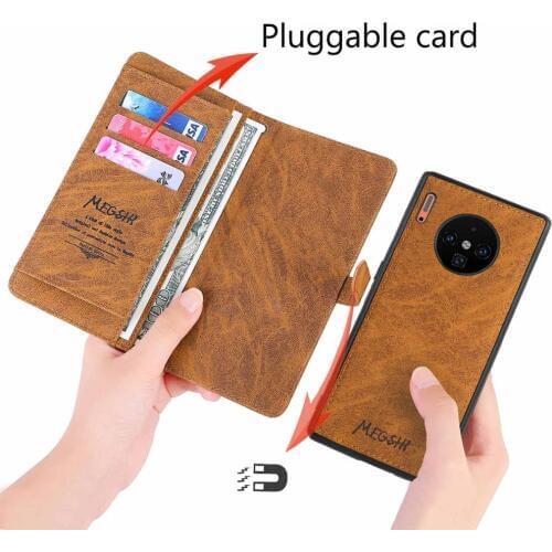 2 in 1 Leather Case For Huawei Mate 30 Mate30 Pro Lite Case Wallet 3 Card Slot Business Retro Cover for Huawei Mate 30 Funda