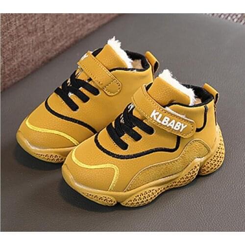 Size21-30Girls Boys Children Waterproof Plus Cotton ShoesChildren Winter Thickened Fleece Sneakers Baby Casual Warm ToddlerShoes