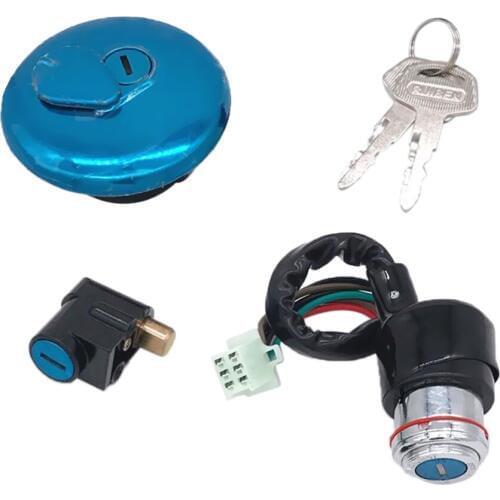Fuel Tank Cap + Ignition Keys Switch + Front Steering Lock Kit for Suzuki GN125 Fuel Gas Cap Tank Ignition Switch