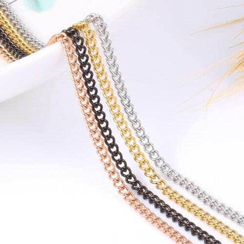 3mm Cuban Twisted Chain Necklace for Men Women Stainless Steel 18K Gold Black Plated Fashion Jewelry Accessories Simple Gifts